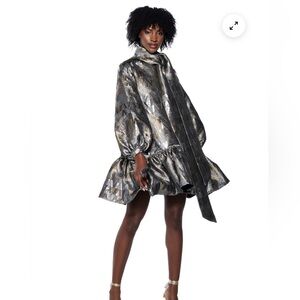 Silver metallic babydoll dress